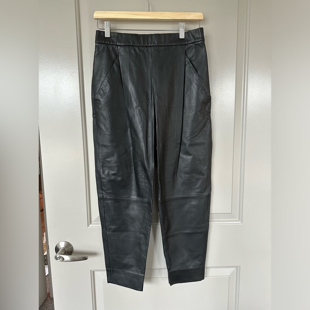 Vince Genuine Leather Pants with Elastic Waistband